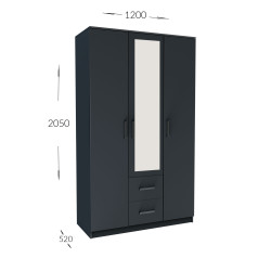 Ντουλάπα Simple 3D2D Γραφίτης