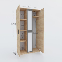 Ντουλάπα Viva 2D Χρυσό Δρυς-Γραφίτης