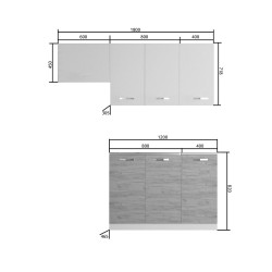 Κουζίνα Charlotte Σετ 3-2 Λευκό-Φυσικό Δρυς Κουζίνα Charlotte Σετ 3-2 Λευκό-Φυσικό Δρυς