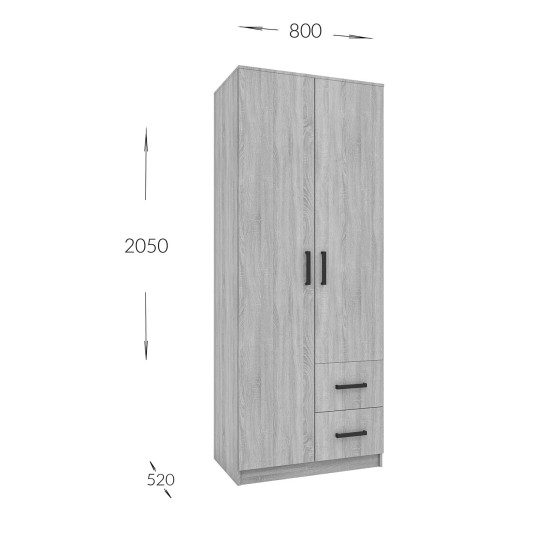 Ντουλάπα Simple 2D2DR Γραφίτης