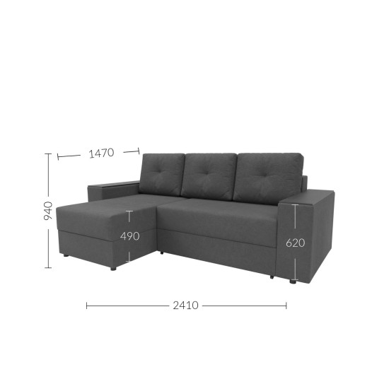 Γωνιακός Καναπές Triumph Γκρι
