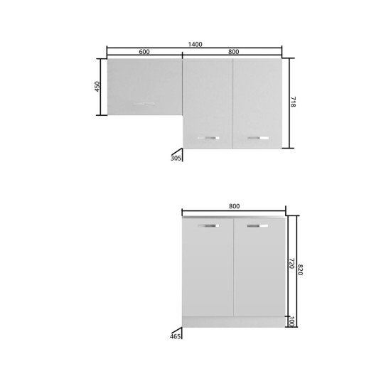Κουζίνα Charlotte 140 Χρυσό Δρυς-Λευκό