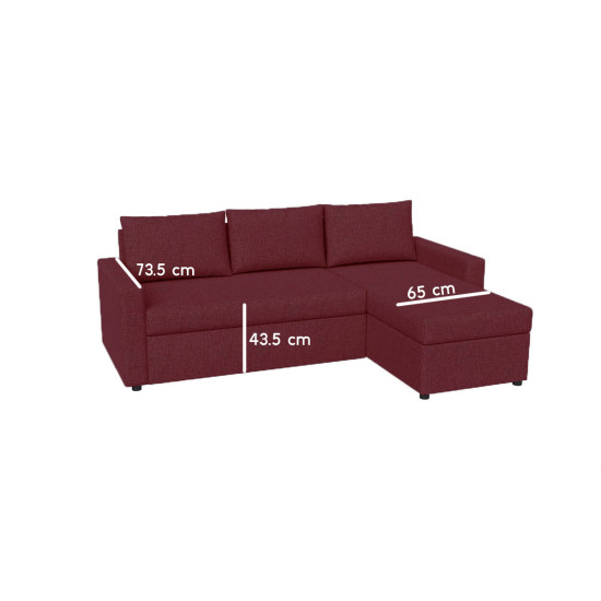 Γωνιακός Καναπές Concept Μπορντώ