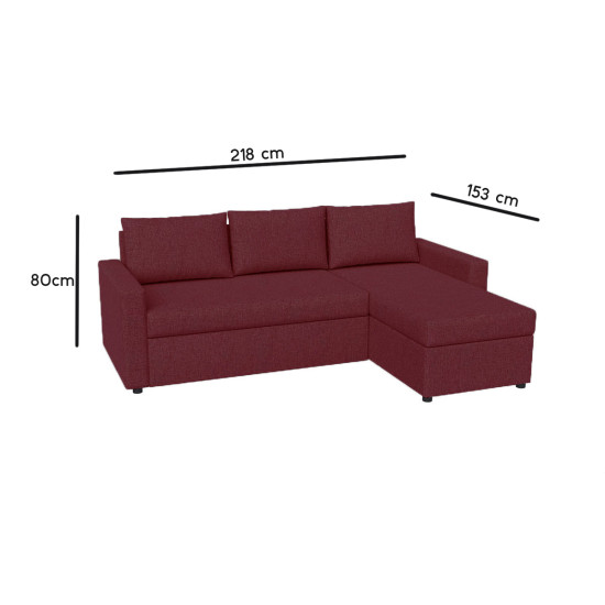 Γωνιακός Καναπές Concept Μπορντώ