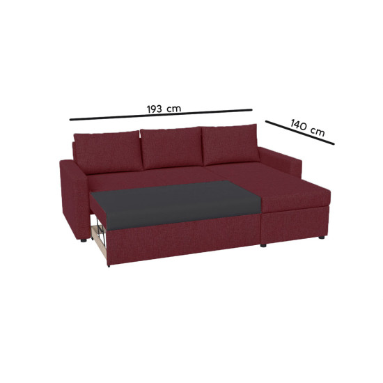 Γωνιακός Καναπές Concept Μπορντώ