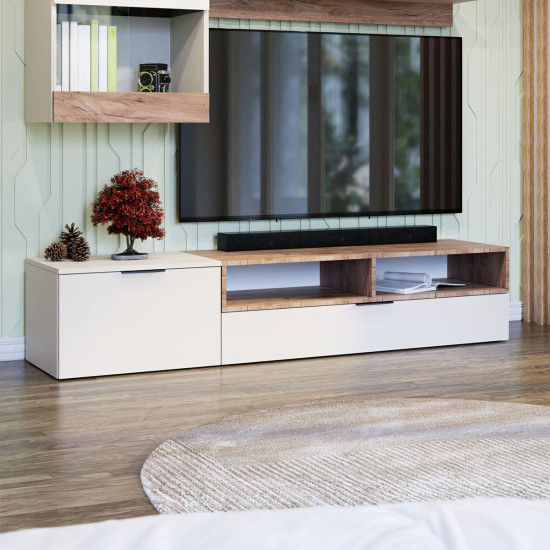 Έπιπλο TV Morocco Μπεζ-Σκούρο Δρυς