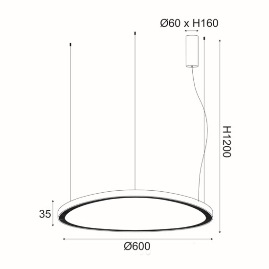 NETTO ΦΩΤΙΣΤΙΚΟ ΚΡΕΜΑΣΤΟ ΧΡΥΣΟ ΑΛΟΥΜΙΝΙΟ LED 54W 3000K 4000Lm IP20 Φ600Χ1200mm