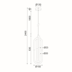 NETTO ΦΩΤΙΣΤΙΚΟ ΚΡΕΜΑΣΤΟ ΧΡΩΜΙΟ ΜΕΤΑΛΛΙΚΟ LED 16W 3000K 1120Lm IP20 Φ150Χ2400mm