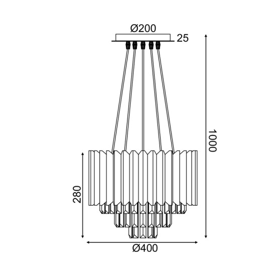 ΚΡΕΜΑΣΤΟ Φ/Σ 5XE14 ΚΡΥΣΤΑΛΛΟ + ΧΡΥΣΟ ΜΕΤ/ΚΟ D40XH100CM EMPIRE