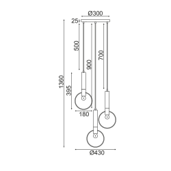 ΚΡΕΜΑΣΤΟ Φ/Σ 3ΧΕ27 ΟΡΕΙΧΑΛΚΟ/ΜΑΥΡΟ ΜΕΤ/ΚΟ D44ΧΗ136CM MIRACOLO ΚΡΕΜΑΣΤΟ Φ/Σ 3ΧΕ27 ΟΡΕΙΧΑΛΚΟ/ΜΑΥΡΟ ΜΕΤ/ΚΟ D44ΧΗ136CM MIRACOLO