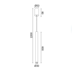 ΚΡΕΜΑΣΤΟ Φ/Σ LED 5W 3000K 400LM FINO ΜΑΥΡΟ ΜΕΤ/ΚΟ IP20 D3XD5,3XH220CM