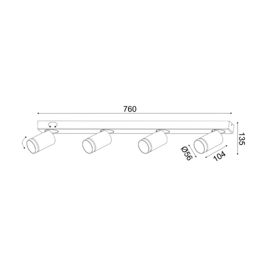 ΕΠΙΤΟΙΧΟ Φ/Σ 4XGU10 DIVINO ΓΚΡΙ ΑΛΟΥΜΙΝΙΟ IP20 76X7X13,5CM