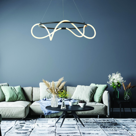 ΚΡΕΜΑΣΤΟ Φ/Σ LED 60W 3000K 3400LM KYMA ΜΑΥΡΟ ΜΕΤ/ΚΟ IP20 D80XH230CM