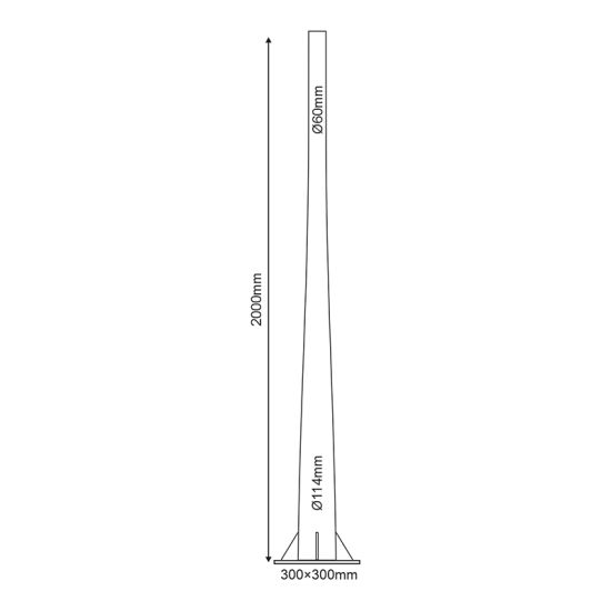 ΚΟΛΩΝΑ ΧΑΛΥΒΔΙΝΗ Φ60/114 2 ΜΕΤΡΩΝ 2,5mm ΚΩΝΙΚΗ ME ΘΥΡΙΔΑ ΕΠΙΣΚΕΨΗΣ RAL 7016