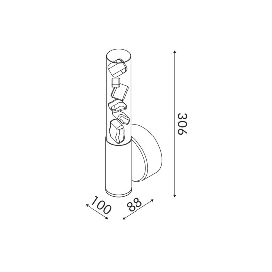 OASIS-ΦΩΤΙΣΤΙΚΟ ΕΠΙΤΟΙΧΟ ΧΑΛΚΙΝΟ ΑΛΟΥΜΙΝΙΟΥ LED COB 7W CCT 350LM IP20 100X88X306MM