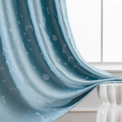 Beauty Home Κουρτίνα φωσφορίζουσα με 8 κρίκους Art 6140 140x260 Σιέλ