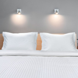 Beauty Home Σεντόνι ξενοδοχείου King Size Ribbon Art Ε1235 230TC Satin Stripe Percal Pennie 70%Cot-30%Pol 290x280 Λευκό
