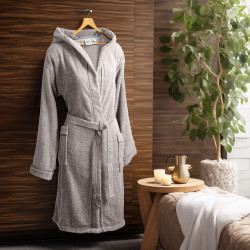 Beauty Home Μπουρνούζι με κουκούλα Art 3423 Γκρι S Beauty Home Μπουρνούζι με κουκούλα Art 3423 Γκρι S