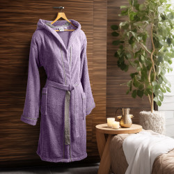 Beauty Home Μπουρνούζι με κουκούλα Art 3425 Λιλά L Beauty Home Μπουρνούζι με κουκούλα Art 3425 Λιλά L