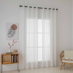 Beauty Home Κουρτίνα γάζα μονόχρωμη με 8 μεταλλικούς κρίκους Sharp Art 8448 140x270 Εκρού