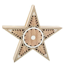 Beauty Home ΞΥΛΙΝΟ ΑΣΤΕΡΙ ΜΕ ΓΚΛΙΤΕΡ 22 x 22 x 4,5 cm