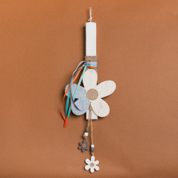 Beauty Home ΛΑΜΠΑΔΑ 33cm ΞΥΛΙΝΗ ΜΑΡΓΑΡΙΤΑ ΕΚΡΟΥ ΣΕ ΣΥΣΚΕΥΑΣΙΑ ΔΩΡΟΥ