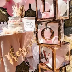 Beauty Home ΑΥΤΟΚΟΛΛΗΤΑ ΡΟΖ ΧΡΥΣΟ LOVE 15 CM