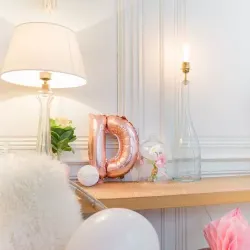 Beauty Home ΜΠΑΛΟΝΙ ΓΡΑΜΜΑ “D” ΡΟΖ ΧΡΥΣΟ 36cm Beauty Home ΜΠΑΛΟΝΙ ΓΡΑΜΜΑ “D” ΡΟΖ ΧΡΥΣΟ 36cm