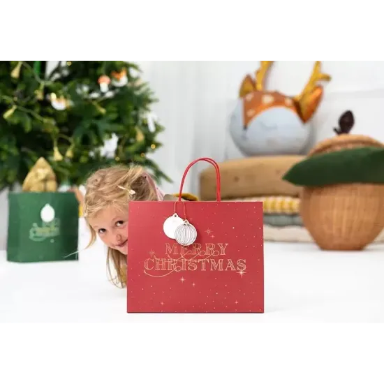 Beauty Home ΧΑΡΤΙΝΗ ΤΣΑΝΤΑ MERRY CHRISTMAS ΚΟΚΚΙΝΗ 32.5×26.5×11.5cm