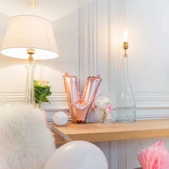 Beauty Home ΜΠΑΛΟΝΙ ΓΡΑΜΜΑ “V” 36cm ΡΟΖ ΧΡΥΣΟ