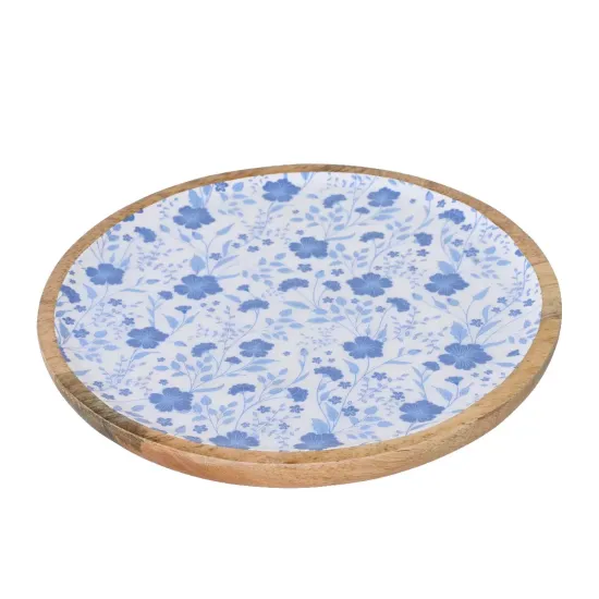 Beauty Home Δίσκος απο ξύλο Μάνγκο με Λουλούδια 30cm