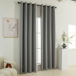 Beauty Home Κουρτίνα Full Blackout σκίασης με 8 κρίκους Soft Art 8391 Grey-11 140x270 Γκρι