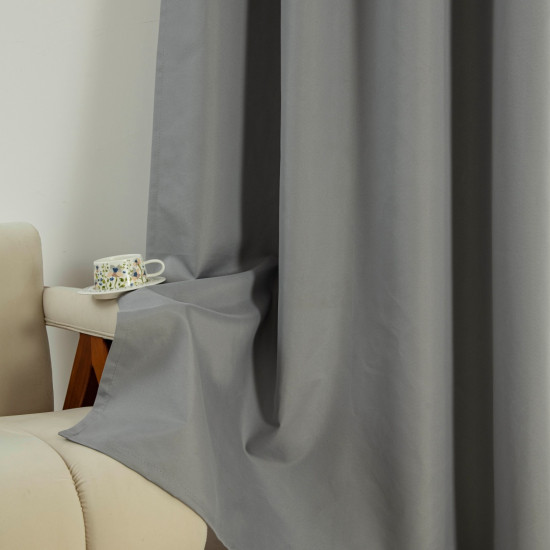 Beauty Home Κουρτίνα Full Blackout σκίασης με 8 κρίκους Soft Art 8391 Grey-11 140x270 Γκρι