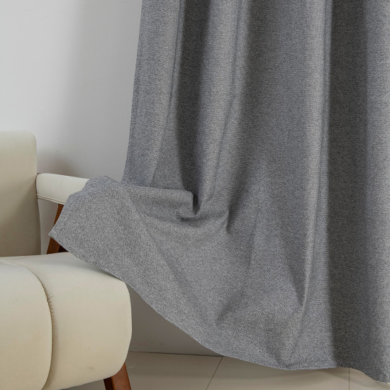 Beauty Home Κουρτίνα Full Blackout σκίασης με 8 κρίκους Elite Art 8392 Grey-Νο7 140x270 Σκούρο Γκρι