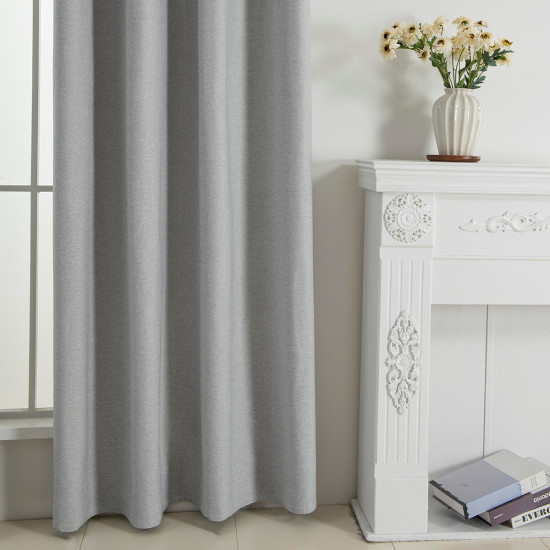 Beauty Home Κουρτίνα Full Blackout σκίασης με 8 κρίκους Elite Art 8392 Light Grey-Νο3 140x270 Ασημί