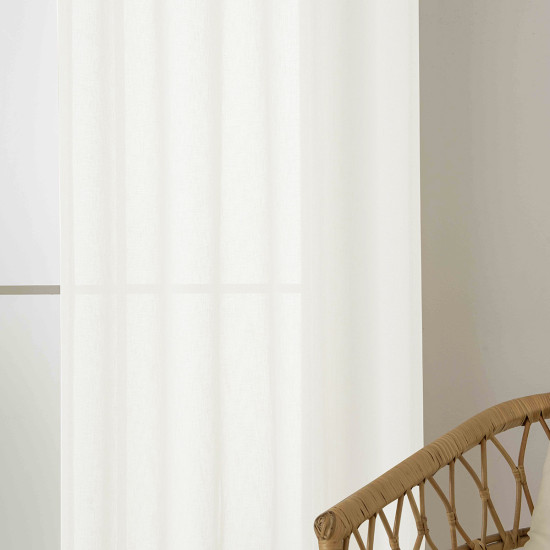 Beauty Home Κουρτίνα γάζα μονόχρωμη με 8 μεταλλικούς κρίκους Fit Art 8447 140x270 Εκρού