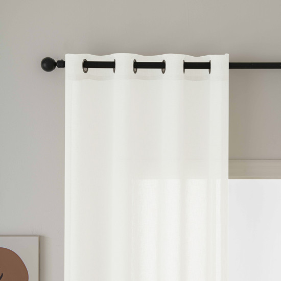 Beauty Home Κουρτίνα γάζα μονόχρωμη με 8 μεταλλικούς κρίκους Fit Art 8447 140x270 Εκρού
