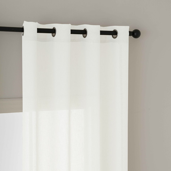 Beauty Home Κουρτίνα γάζα μονόχρωμη με 8 μεταλλικούς κρίκους Fit Art 8447 140x270 Εκρού