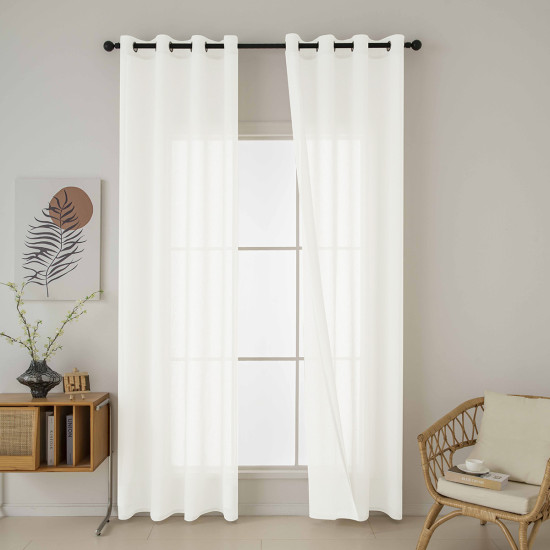 Beauty Home Κουρτίνα γάζα μονόχρωμη με 8 μεταλλικούς κρίκους Fit Art 8447 140x270 Εκρού