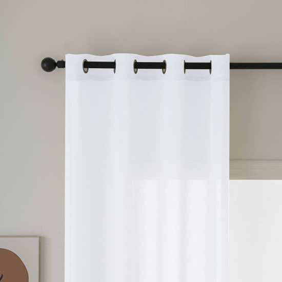 Beauty Home Κουρτίνα γάζα μονόχρωμη με 8 μεταλλικούς κρίκους Fit Art 8447 140x270 Λευκό