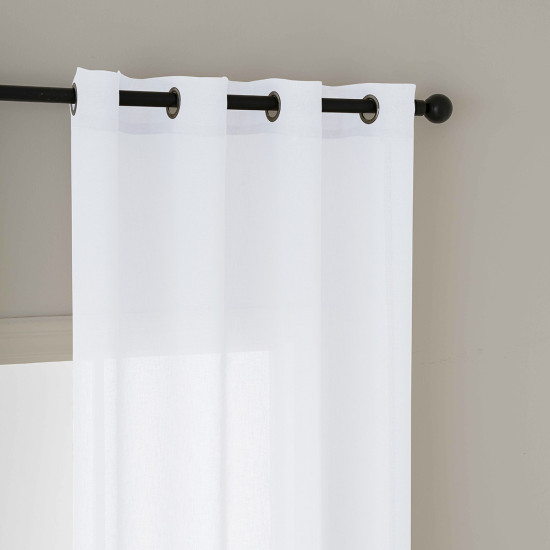 Beauty Home Κουρτίνα γάζα μονόχρωμη με 8 μεταλλικούς κρίκους Fit Art 8447 140x270 Λευκό