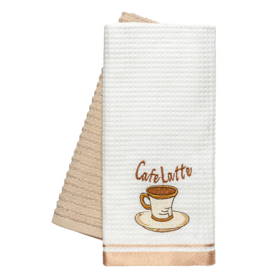 Beauty Home Ποτηρόπανα σετ 2τμχ Latte Art 8804 40x60 Μπεζ