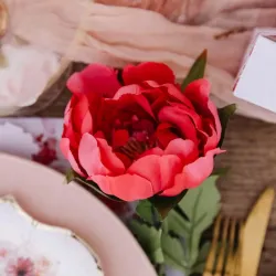 Beauty Home Διακοσμητικό κλαδί παιώνιας φούξια και πράσινο 56x10cm