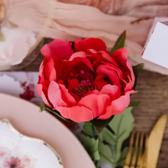 Beauty Home Διακοσμητικό κλαδί παιώνιας φούξια και πράσινο 56x10cm