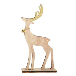 Beauty Home Τάρανδος σε ξύλινη βάση με χρυσό γκλίτερ και κουδουνάκι 23 x 12 x 5 cm Beauty Home Τάρανδος σε ξύλινη βάση με χρυσό γκλίτερ και κουδουνάκι 23 x 12 x 5 cm
