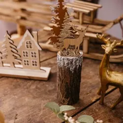 Beauty Home Χριστουγεννιάτικο διακοσμητικό σε ξύλινη βάση με χρυσό γκλίτερ 5 x 24 cm Beauty Home Χριστουγεννιάτικο διακοσμητικό σε ξύλινη βάση με χρυσό γκλίτερ 5 x 24 cm