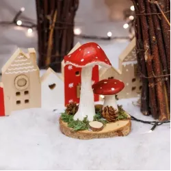 Beauty Home 2 μανιτάρια σε ξύλινη βάση Ø9.5 x 12.5 cm Beauty Home 2 μανιτάρια σε ξύλινη βάση Ø9.5 x 12.5 cm