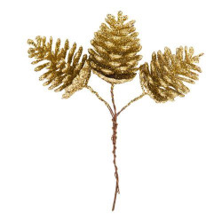 Beauty Home 3 Κουκουνάρια με Χρυσό Γκλίτερ σε Κλαδάκι 15 cm Beauty Home 3 Κουκουνάρια με Χρυσό Γκλίτερ σε Κλαδάκι 15 cm