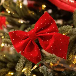 Beauty Home Σετ 2 Κόκκινων Βελούδινων Φιογκών με Χρυσά Στρας 15 x 15 cm Beauty Home Σετ 2 Κόκκινων Βελούδινων Φιογκών με Χρυσά Στρας 15 x 15 cm