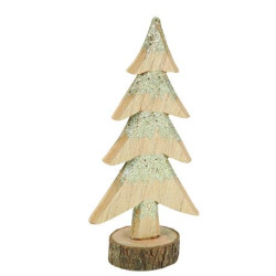 Beauty Home Έλατο ξύλινο σε κορμό με χρυσό γκλίτερ Ø7 x 27 cm